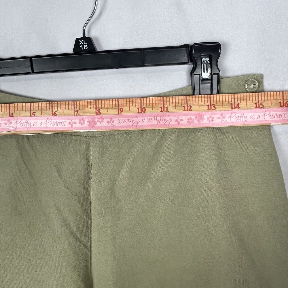 100% Silk Wide Leg Pants Women’s Sage Green Petite Coastal Minimalist - Picture 10 of 16